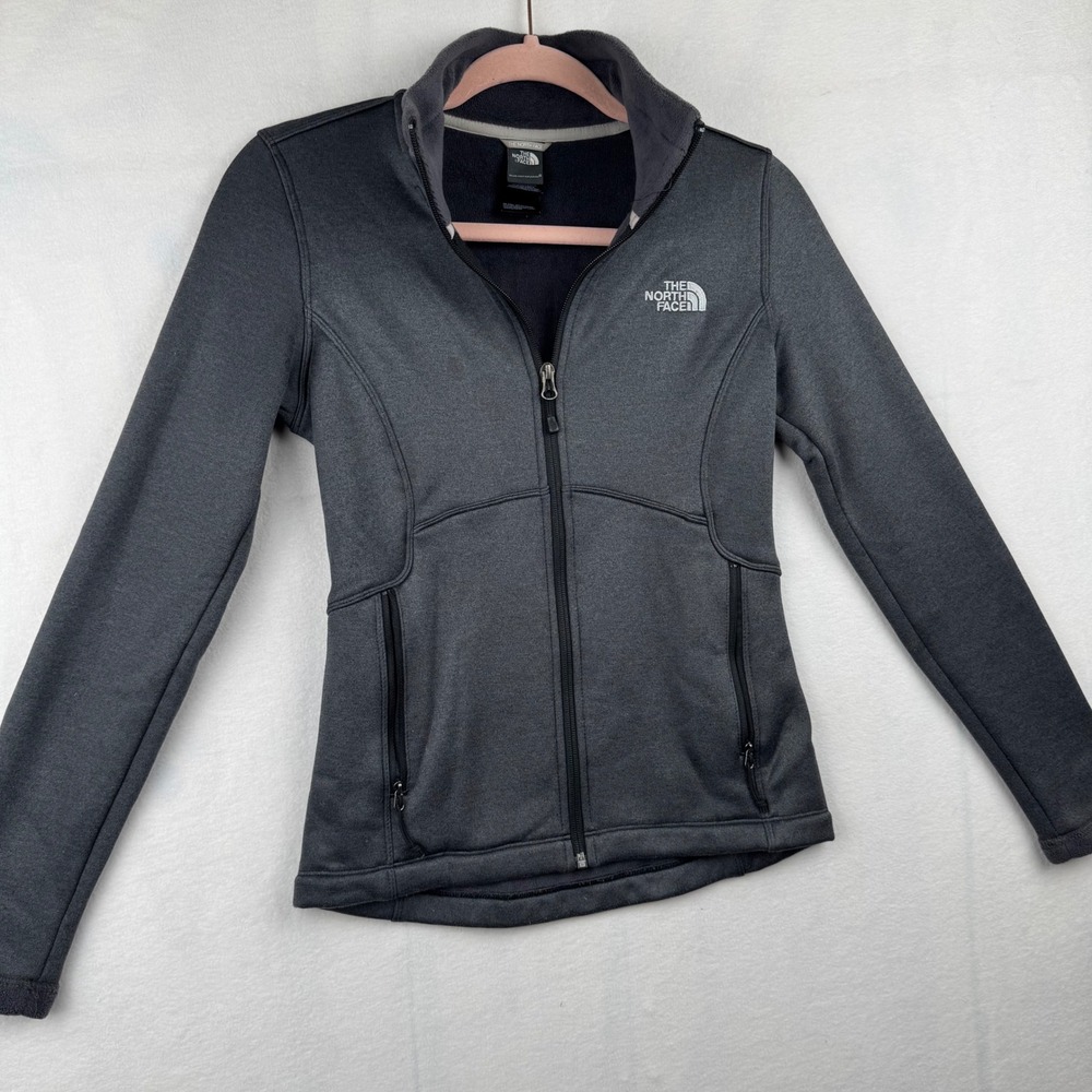 The North Face Womens XS Gray Full Zip Softshell Jacket C656 F15 Lightweight